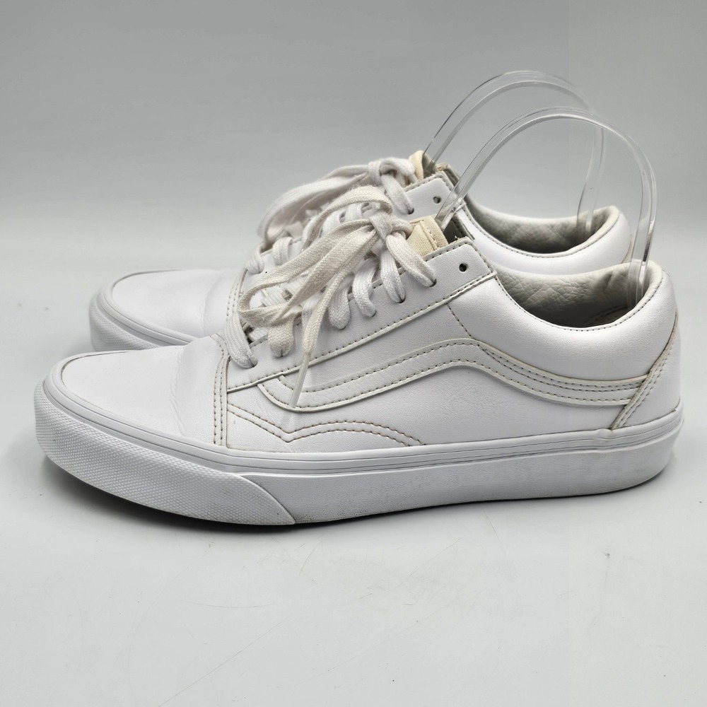 Vans Sneakers Womens 8 Old Skool White Leather Low Top Classic EUC Skate Shoes